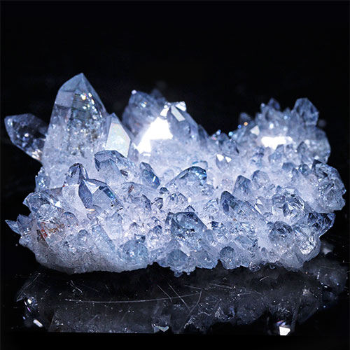 〔D494-14〕極上品 アーカンソー州産 ブルーオーラ クラスター クォーツ ARKANSAS CRYSTAL ギャランティーカード付