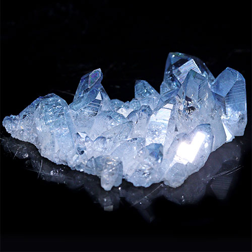 〔D494-2〕極上品 アーカンソー州産 ブルーオーラ クラスター クォーツ ARKANSAS CRYSTAL ギャランティーカード付