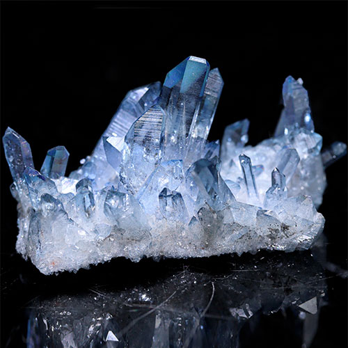 〔D494-3〕極上品 アーカンソー州産 ブルーオーラ クラスター クォーツ ARKANSAS CRYSTAL ギャランティーカード付