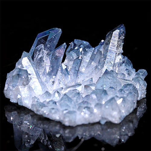 〔D494-6〕極上品 アーカンソー州産 ブルーオーラ クラスター クォーツ ARKANSAS CRYSTAL ギャランティーカード付
