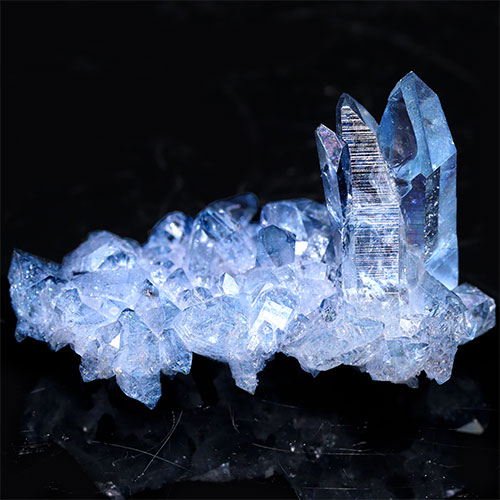 〔D494-7〕極上品 アーカンソー州産 ブルーオーラ クラスター クォーツ ARKANSAS CRYSTAL ギャランティーカード付