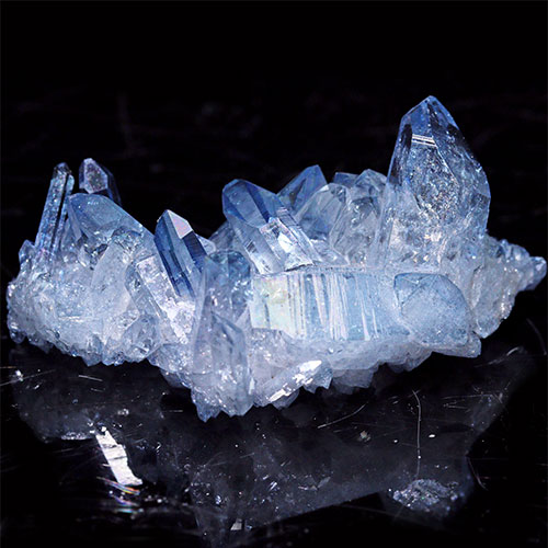 〔D494-8〕極上品 アーカンソー州産 ブルーオーラ クラスター クォーツ ARKANSAS CRYSTAL ギャランティーカード付