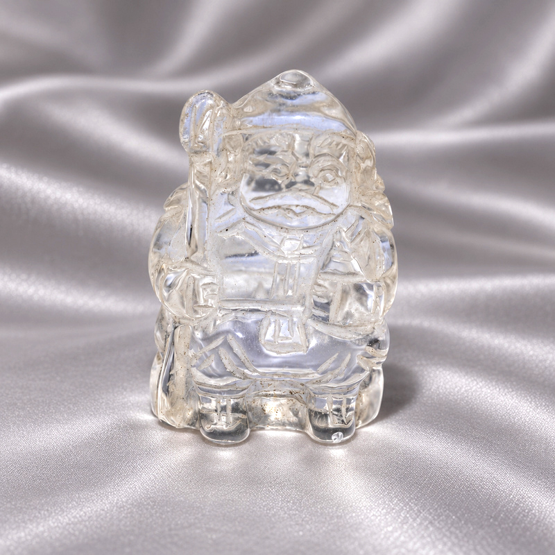 〔D499-5〕毘沙門天 クォーツ Quartz 水晶 彫刻 七福神 縁起物 置物 天然石