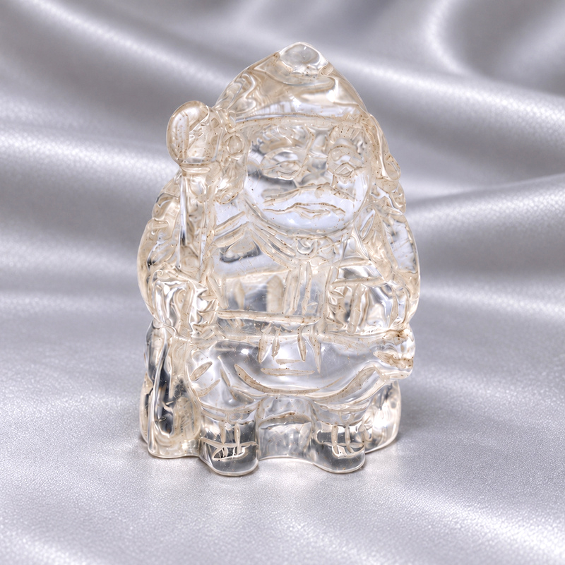 〔D499-6〕毘沙門天 クォーツ Quartz 水晶 彫刻 七福神 縁起物 置物 天然石