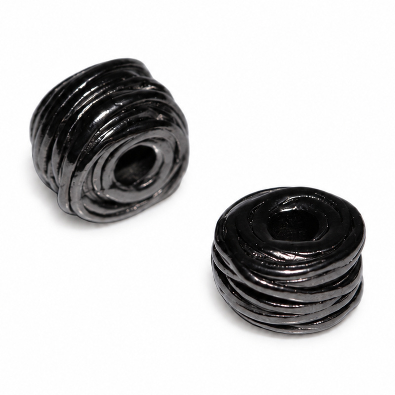 〔G4-104〕6個入り 9*6mm スペーサーパーツ ロンデル ブラックカラー アクセサリーパーツ