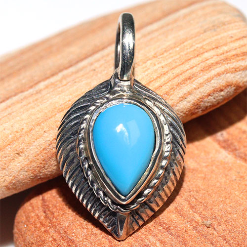 〔J373-1〕アリゾナ スリーピングビューティーターコイズ SV925 ペンダント Sleeping Beauty Turquoise