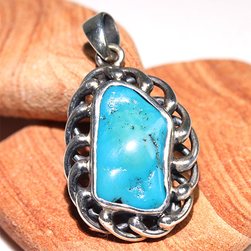 〔J373-10〕アリゾナ スリーピングビューティーターコイズ SV925 ペンダント Sleeping Beauty Turquoise