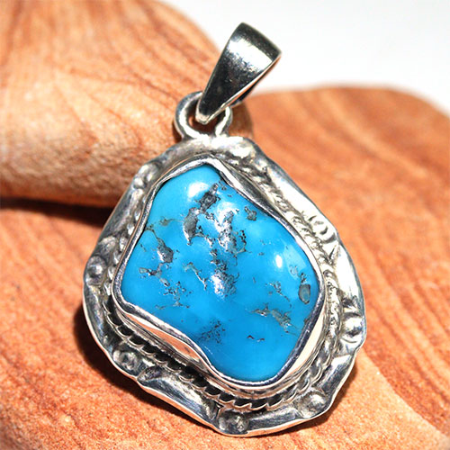〔J373-11〕アリゾナ スリーピングビューティーターコイズ SV925 ペンダント Sleeping Beauty Turquoise
