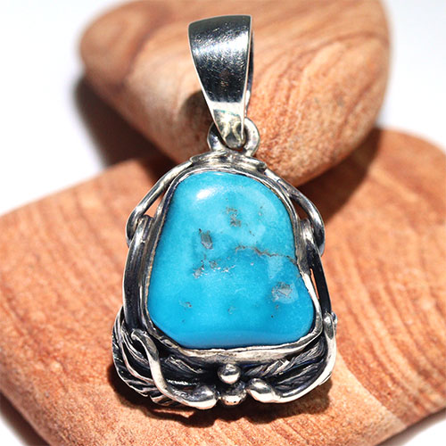 〔J373-12〕アリゾナ スリーピングビューティーターコイズ SV925 ペンダント Sleeping Beauty Turquoise