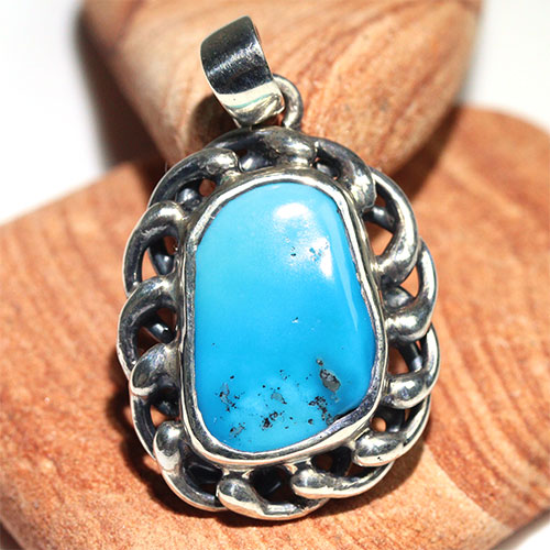〔J373-13〕アリゾナ スリーピングビューティーターコイズ SV925 ペンダント Sleeping Beauty Turquoise