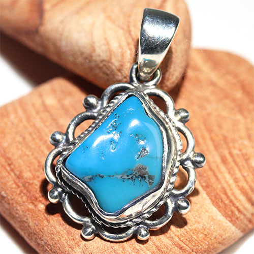 〔J373-17〕アリゾナ スリーピングビューティーターコイズ SV925 ペンダント Sleeping Beauty Turquoise