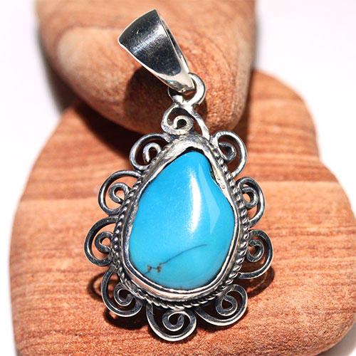 〔J373-18〕アリゾナ スリーピングビューティーターコイズ SV925 ペンダント Sleeping Beauty Turquoise