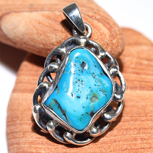 〔J373-19〕アリゾナ スリーピングビューティーターコイズ SV925 ペンダント Sleeping Beauty Turquoise