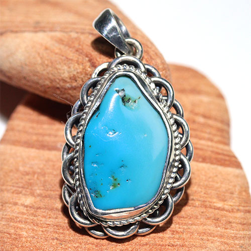 〔J373-20〕アリゾナ スリーピングビューティーターコイズ SV925 ペンダント Sleeping Beauty Turquoise