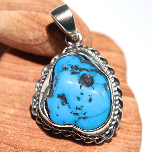 〔J373-21〕アリゾナ スリーピングビューティーターコイズ SV925 ペンダント Sleeping Beauty Turquoise