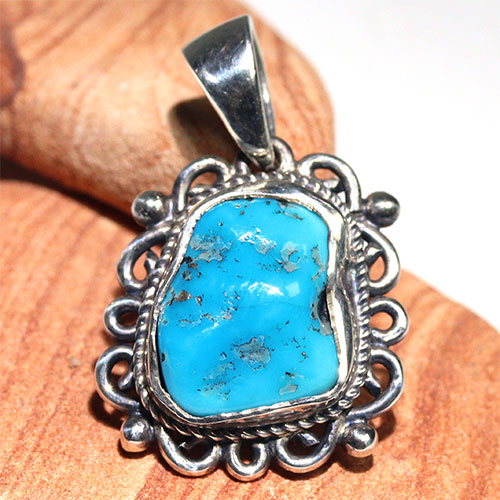 〔J373-5〕アリゾナ スリーピングビューティーターコイズ SV925 ペンダント Sleeping Beauty Turquoise