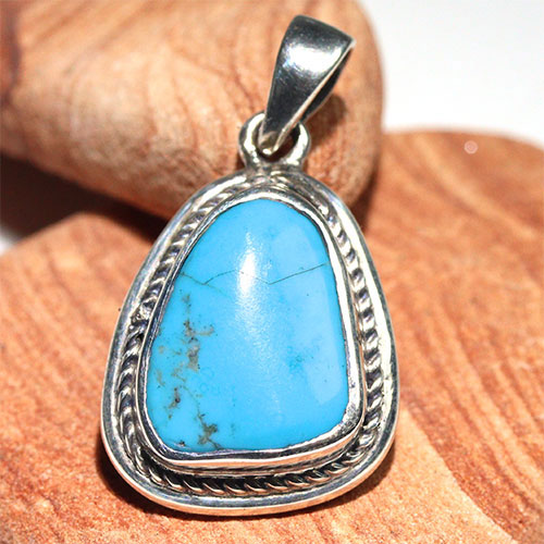 〔J373-6〕アリゾナ スリーピングビューティーターコイズ SV925 ペンダント Sleeping Beauty Turquoise