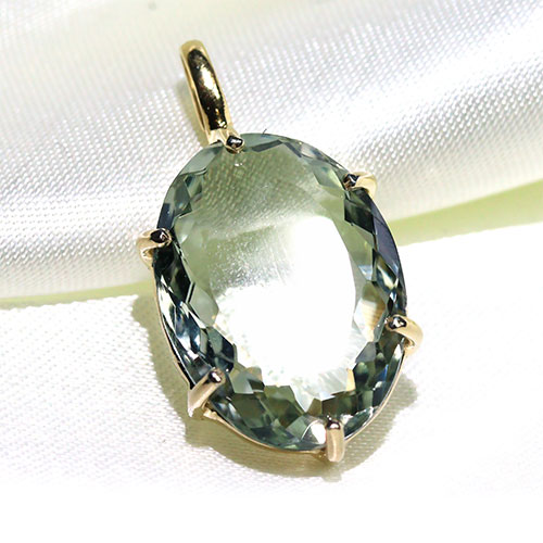 〔J375-11〕宝石質 グリーンアメジスト プライオライト ペンダント Greened Amethyst