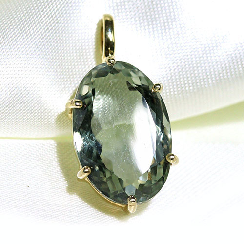〔J375-13〕宝石質 グリーンアメジスト プライオライト ペンダント Greened Amethyst