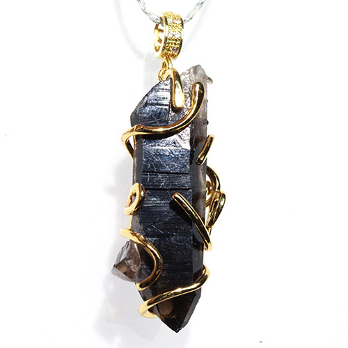 〔J377-2〕トップグレード アーカンソー州産 スモーキークォーツ 黒水晶 ポイント ARKANSAS CRYSTAL