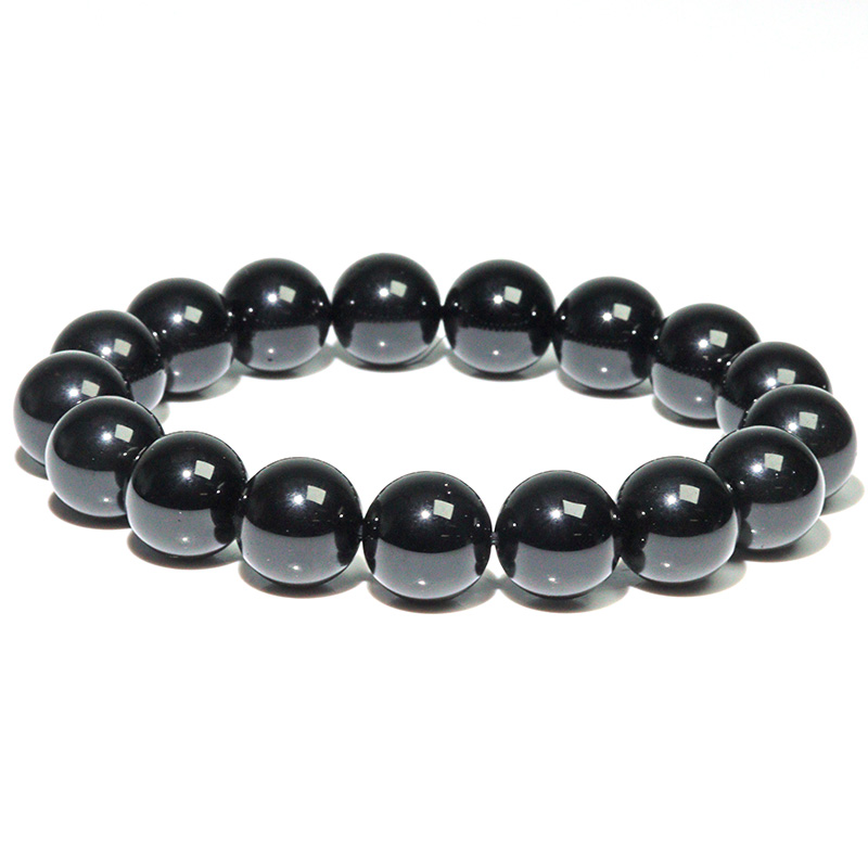 〔K2062-12m〕約12mm メキシコ産 テクタイト 黒隕石 ブレスレット Tektite「強力な邪気払い」【ランダム発送】