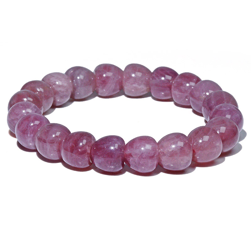 〔K2068-11m〕約11mm 発色良い イチゴ型 パープルローズクォーツ ブレスレット マダガスカル産 【ランダム発送】