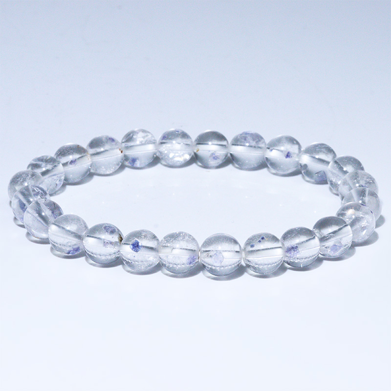 〔K2069-1〕約7.8mm フローライト イン クォーツ ブレスレット マダガスカル産 Fluorite in quartz