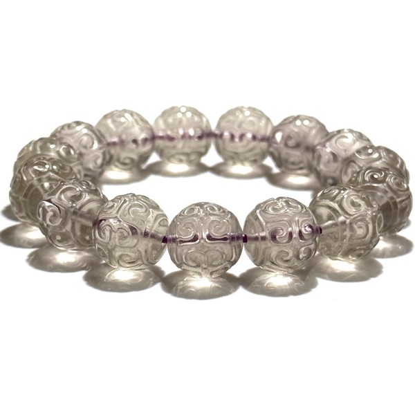 〔K2074-2〕高品質 珍しい パープル リビアングラス 回紋珠 隕石 ブレスレット Libyan desert glass クリストバライト