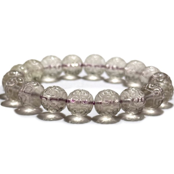 〔K2074-5〕高品質 珍しい パープル リビアングラス 回紋珠 隕石 ブレスレット Libyan desert glass クリストバライト