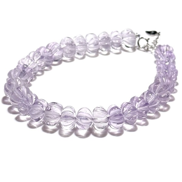 〔K2079-2〕高品質 ボリビア産 ピンクアメジスト パンプキンカット ブレスレット【FOREST 天然石 パワーストーン】