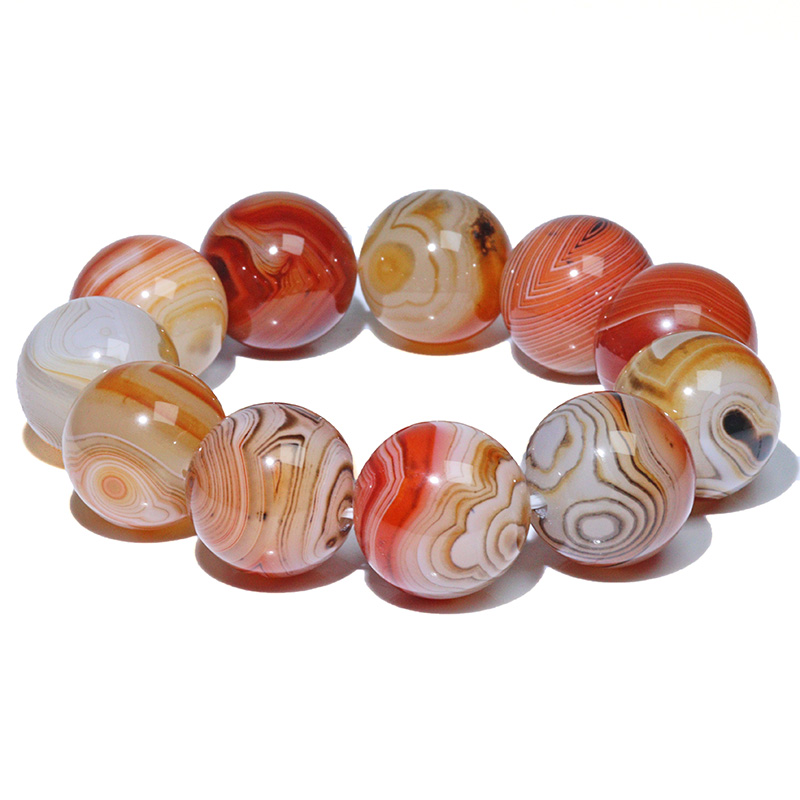 〔K2080-1〕約20mm 高品質 珍しい レッドバンデットアゲート マーブル模様 ブレスレット Red Banded Agate
