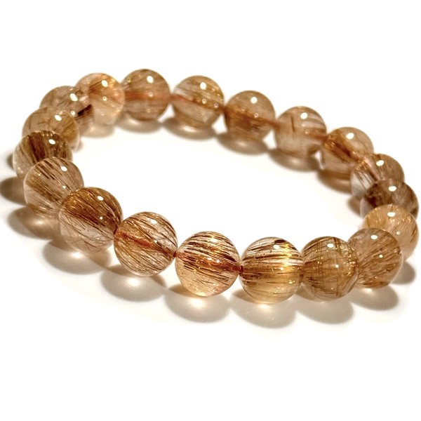 〔K2084-3〕透明度が高い 針がみちみち オレンジルチルクォーツ ブレスレット Orange Rutile Quartz