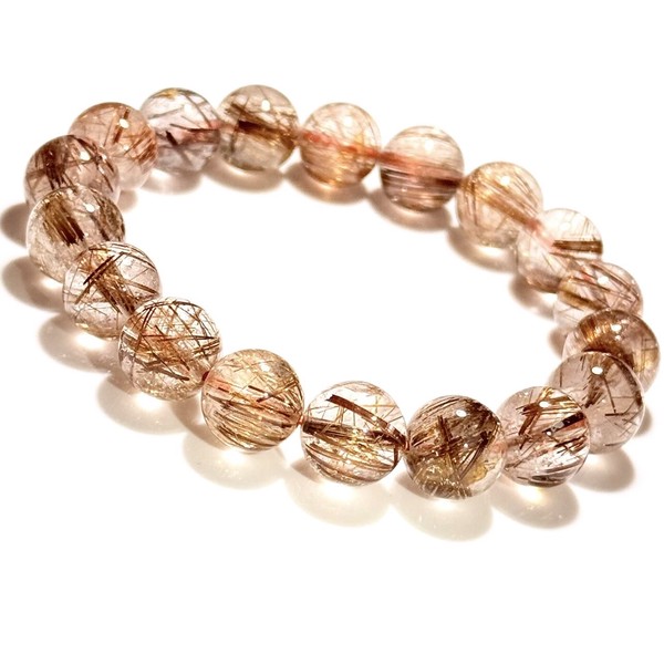 〔K2084-4〕透明度が高い 針がみちみち オレンジルチルクォーツ ブレスレット Orange Rutile Quartz