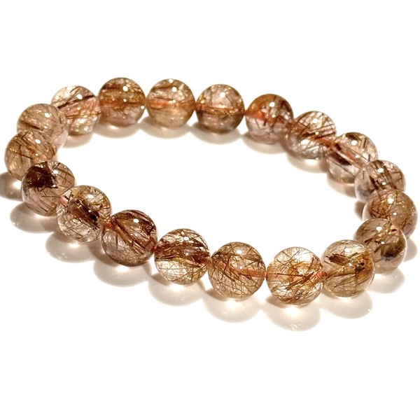 〔K2084-5〕透明度が高い 針がみちみち オレンジルチルクォーツ ブレスレット Orange Rutile Quartz