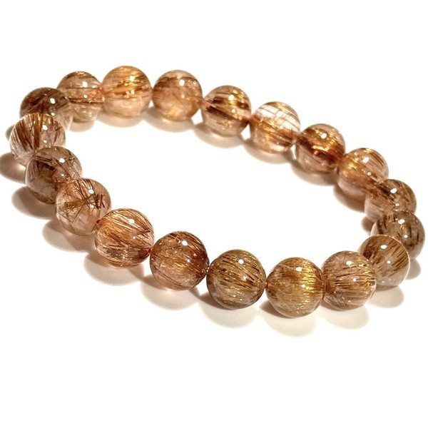 〔K2084-6〕透明度が高い 針がみちみち オレンジルチルクォーツ ブレスレット Orange Rutile Quartz