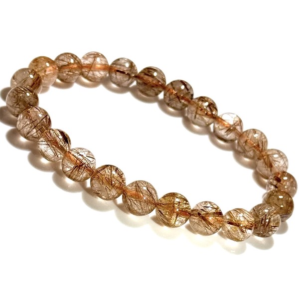 〔K2084-8〕透明度が高い 針がみちみち オレンジルチルクォーツ ブレスレット Orange Rutile Quartz