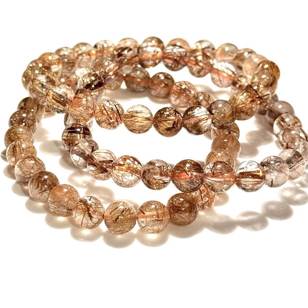 〔K2084-9〕透明度が高い 針がみちみち オレンジルチルクォーツ ブレスレット Orange Rutile Quartz