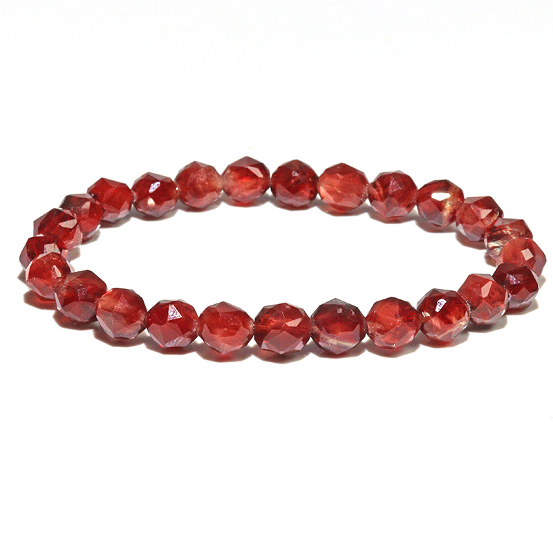 〔K2090-2〕約7mm 高品質 希少石 レッドカラーアンデシン ブレスレット フェルドスパー