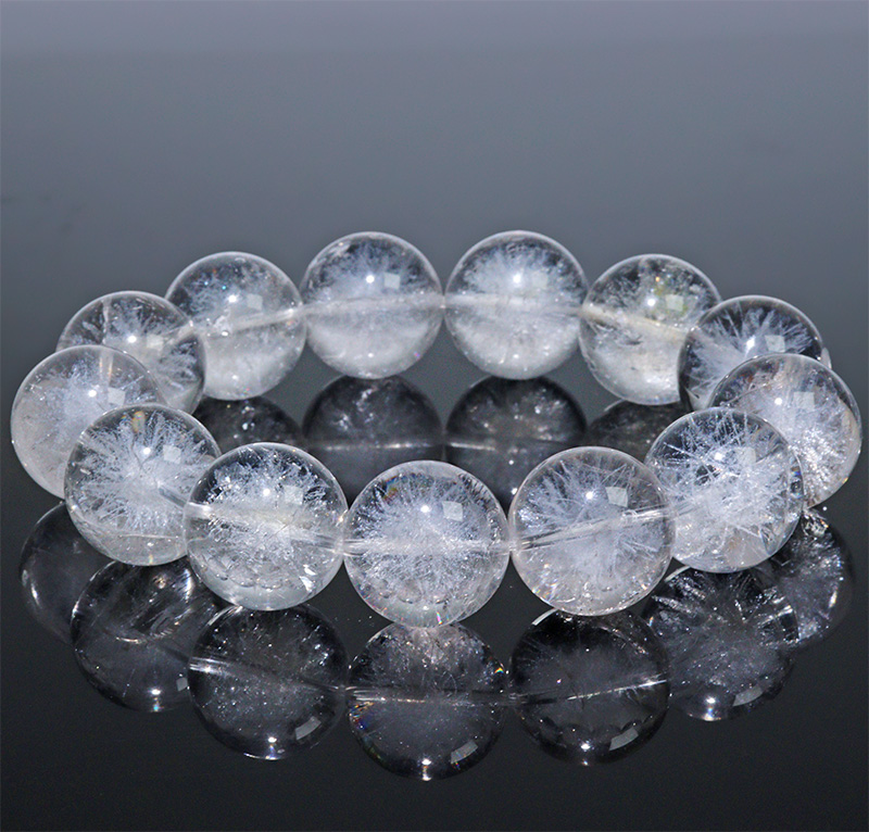 〔K2099-2〕約18mm 天然水晶 ホワイトスタークォーツ ブレスレット ～雪華の輝き～