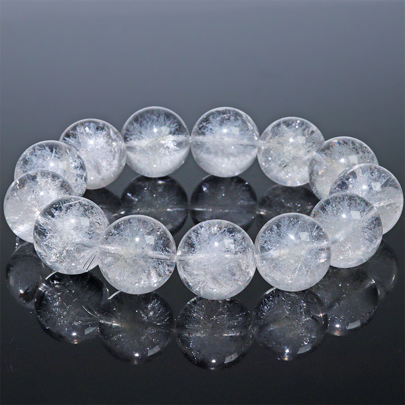 〔K2099-3〕約18mm 天然水晶 ホワイトスタークォーツ ブレスレット ～雪華の輝き～