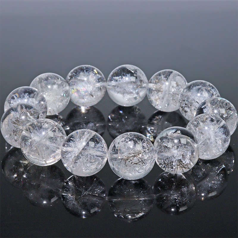 〔K2099-5〕約18mm 天然水晶 ホワイトスタークォーツ ブレスレット ～雪華の輝き～