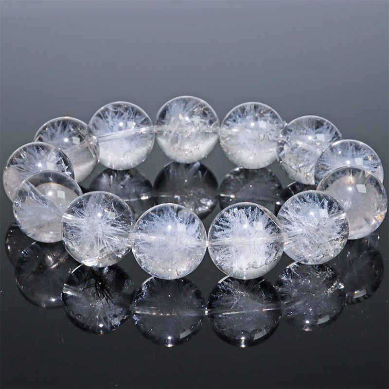〔K2099-6〕約18mm 天然水晶 ホワイトスタークォーツ ブレスレット ～雪華の輝き～