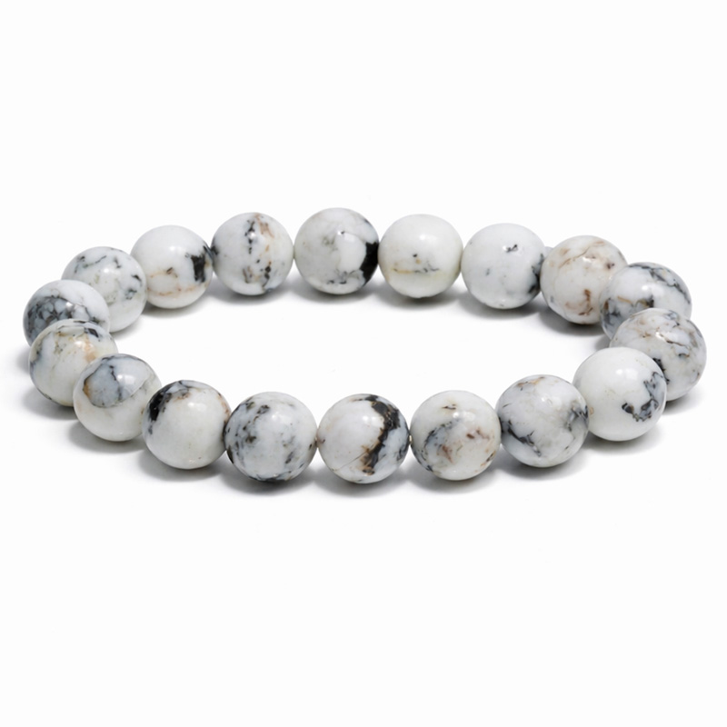 〔K2102-1〕約10mm ネバダ州トノパ産 ホワイトバッファロー 約10mm ブレスレット 希少鉱山【カード付】