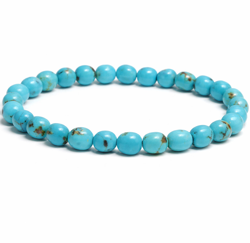 〔K2106-11〕約6.8mm アリゾナ州キングマン鉱山 キングマンターコイズ ブレスレット Kingman Turquoise【カード付】