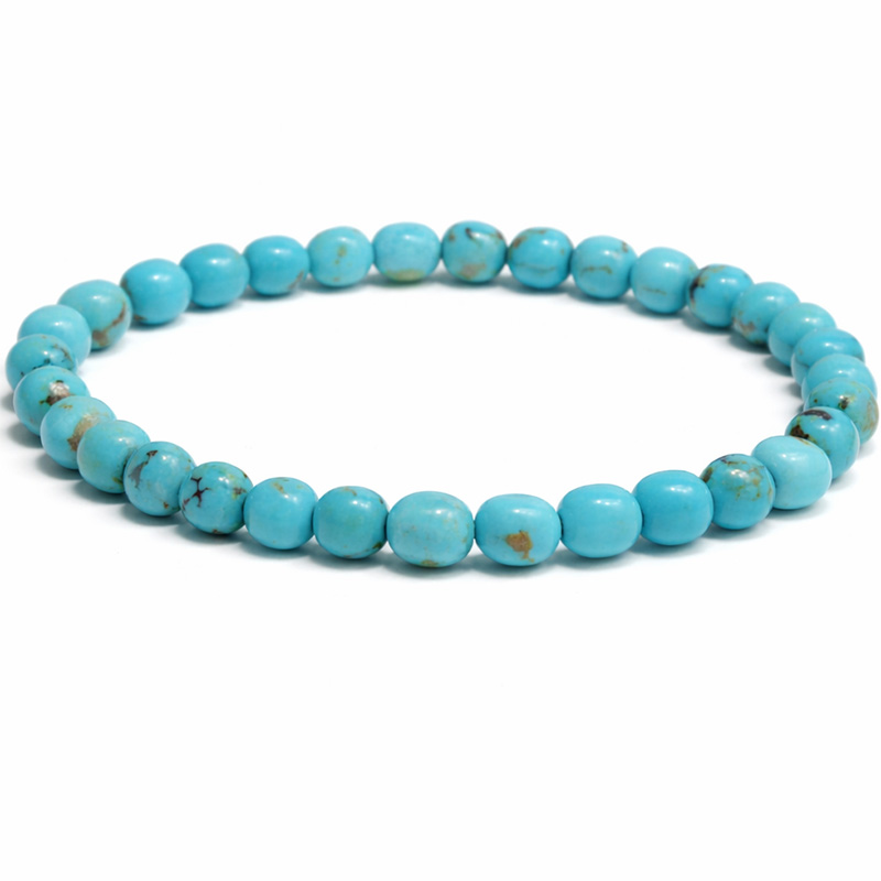 〔K2106-3〕約6.8mm アリゾナ州キングマン鉱山 キングマンターコイズ ブレスレット Kingman Turquoise【カード付】