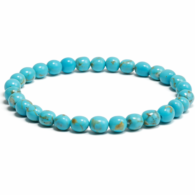 〔K2106-4〕約6.8mm アリゾナ州キングマン鉱山 キングマンターコイズ ブレスレット Kingman Turquoise【カード付】