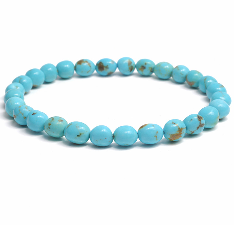 〔K2106-5〕約6.8mm アリゾナ州キングマン鉱山 キングマンターコイズ ブレスレット Kingman Turquoise【カード付】