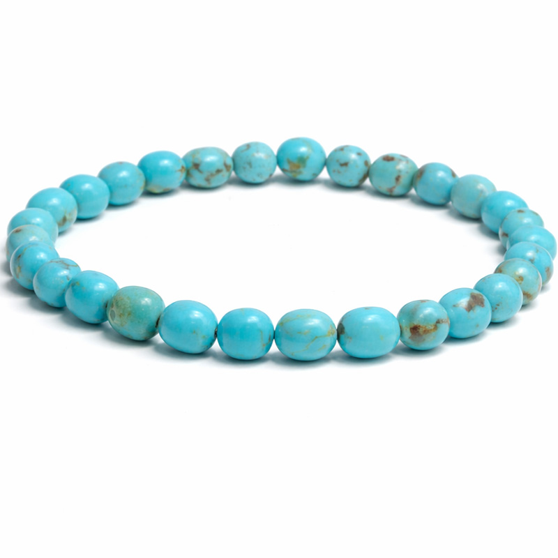 〔K2106-6〕約6.8mm アリゾナ州キングマン鉱山 キングマンターコイズ ブレスレット Kingman Turquoise【カード付】