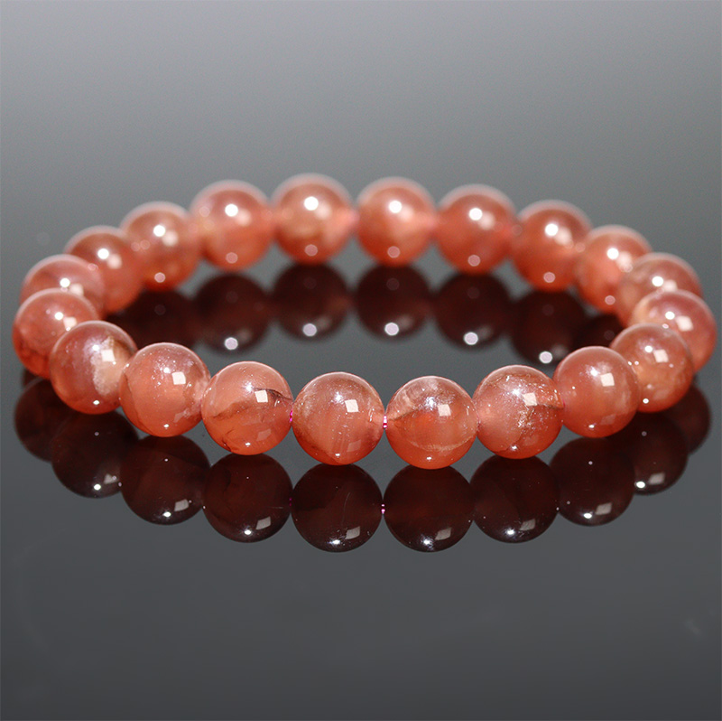 〔K2200-11〕約9mm ペルー産 インカローズ ブレスレット Incarose(Rhodochrosite) 菱マンガン鉱