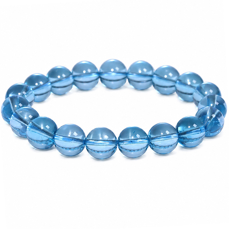 〔K2211-1〕【トップクオリティ】 約10mm スイスブルートパーズ ブレスレット Swiss Blue Topaz